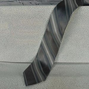 Express 100% Silk Light‎ Grays/Silver Colors Striped Repp Tie, 3 1/4 Inch Wide